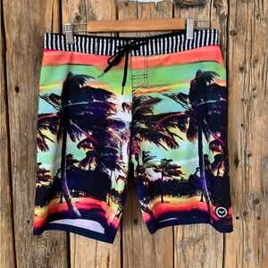 Roxy Board shorts with Black & White Stripe Waistband